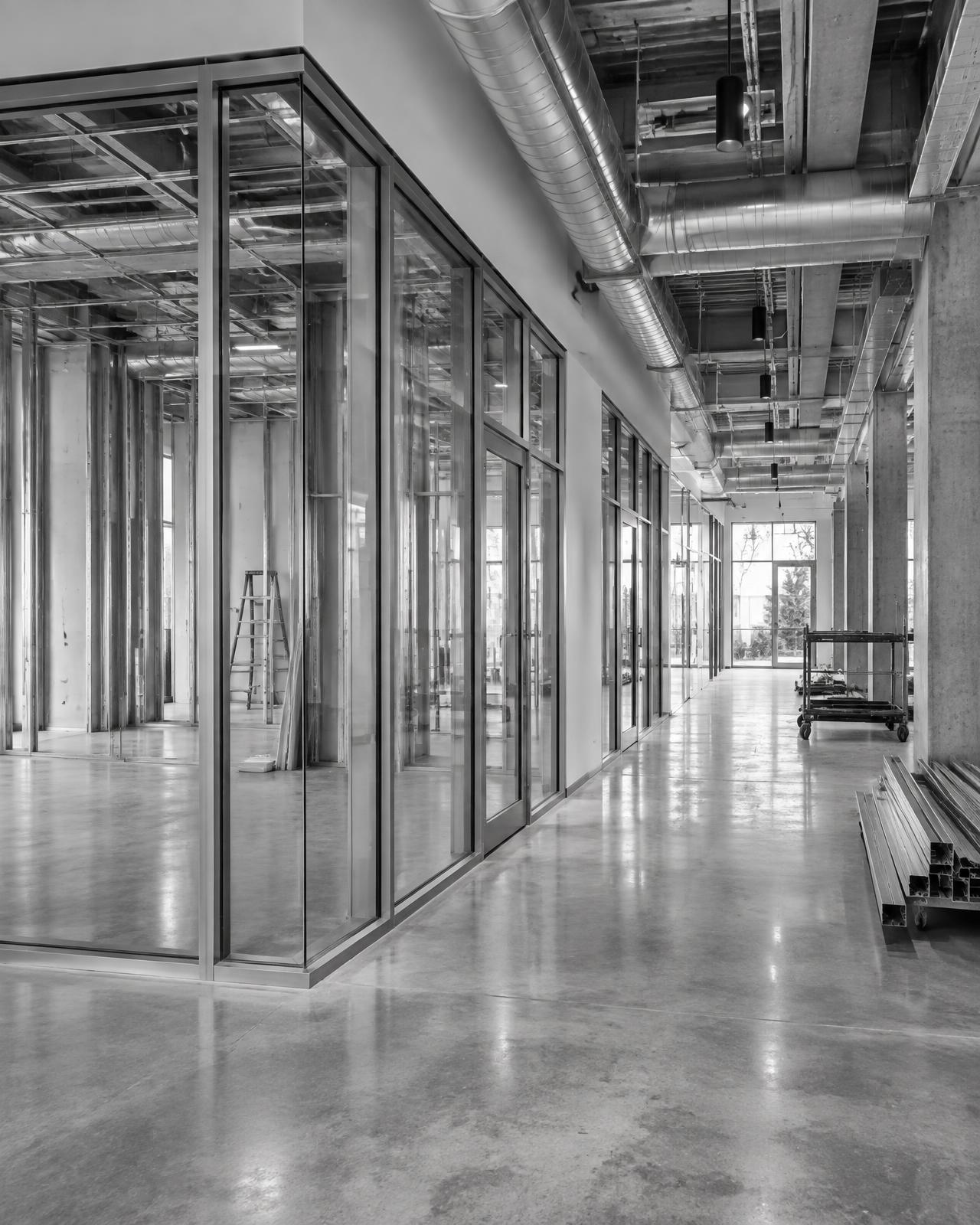 Commercial interior construction work in progress